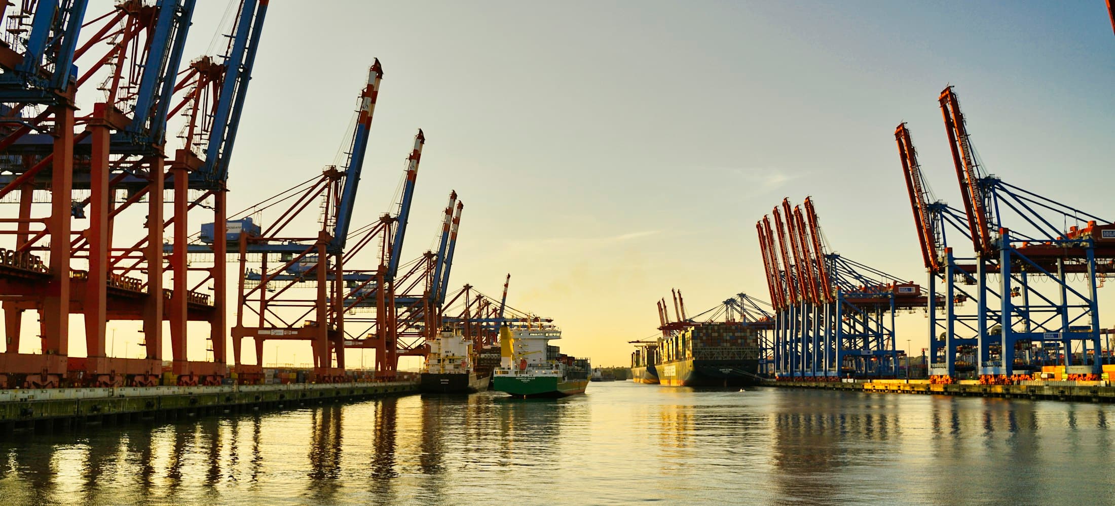Port area at dusk